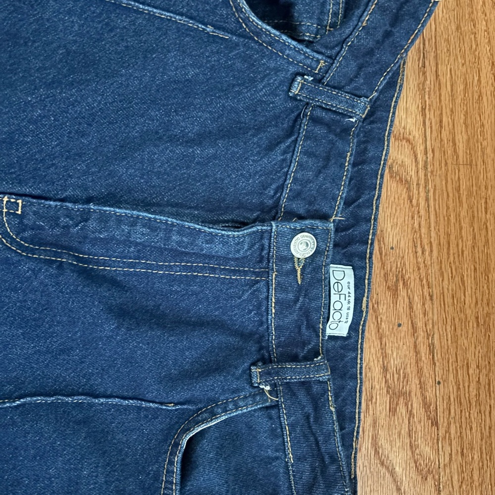 Women's 70s style wide leg Dark Blue Jeans - Picture 3 of 4